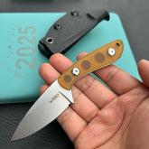KUBEY  KU411C Bloom Fixed Blade Knife Ultem w/ Diagonal Milling Handle 2.60" Beadblast 14C28N Blade